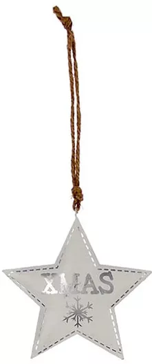 Χριστουγεννιάτικο Κρεμαστό Στολίδι Αστέρι Ασημί Μεταλλικό 10x10cm
