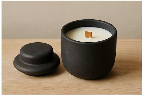 Αρωματικό Κερί Σόγιας Χειροποίητο σε Δοχείο με Καπάκι 11x9cm 780gr Μαύρο 