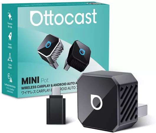 Ottocast Wireless Carplay Android Auto Adapter Mini Cube Style C Apple Iphone Android Series Black Cp88-t3