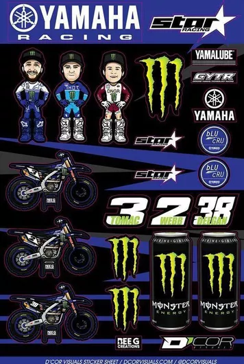 Dcor Visuals Φύλλο Αυτοκόλλητα Μοτοσυκλέτας Beeg Mek Monster Energy Yamaha Racing 40-50-118