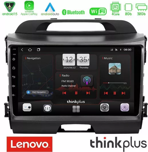 Lenovo Ηχοσύστημα Αυτοκινήτου για Kia Sportage (Bluetooth/USB/WiFi/GPS/Apple-Carplay/Android-Auto) με Οθόνη Αφής 9"