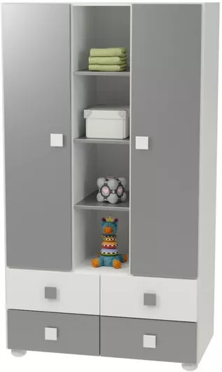 Δίφυλλη Παιδική Ντουλάπα Γκρι 105x50x170cm