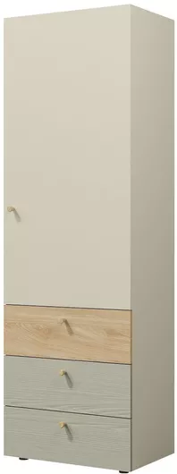 Yuki 162854909 Μονόφυλλη Ντουλάπα με 3 Συρτάρια Μπεζ