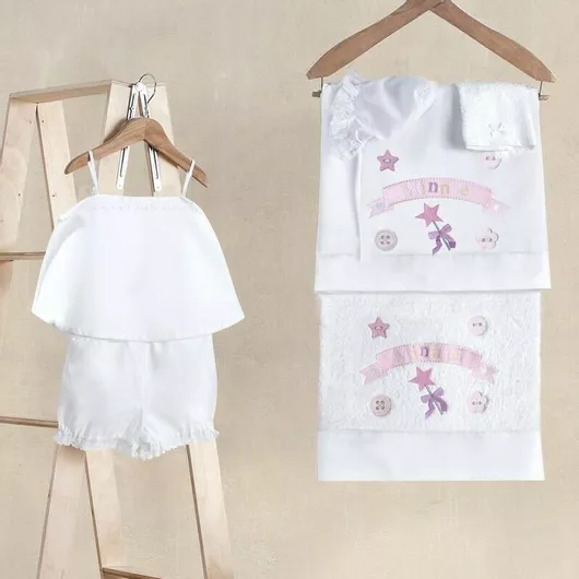 Disney Σετ Σετ Βαπτιστικά Λαδόπανα Minnie Mouse Λευκό-Ροζ 6τμχ