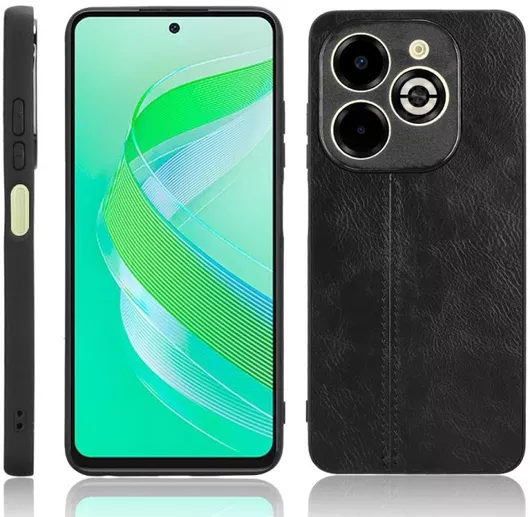 Θήκη για Infinix Smart 8 Plus / Smart 8 Pro Cow Pattern Sewing Back Cover Phone Case(Black)