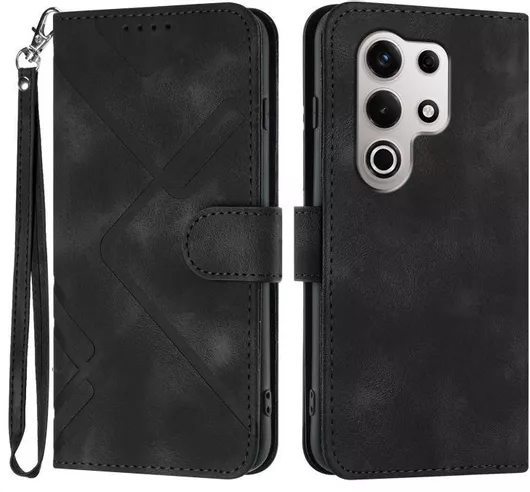 Θήκη για Itel S25 Ultra Line Pattern Skin Feel Leather Phone Case(Black)