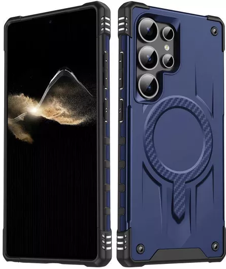 Θήκη για Samsung Galaxy S24 Ultra 5G Straship Magnetic TPU Hybrid PC Phone Case(Blue)