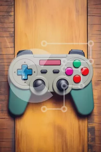 Intra Συλλεκτικό Ξύλινο Παζλ Plywood  4mm - Ρετρό χειριστήριο βιντεοπαιχνιδιών σε ξύλινη επιφάνεια Σε Ξύλινο Κουτί - Διαστάσεις Puzzle: 10x10 cm – 25 κομμάτια