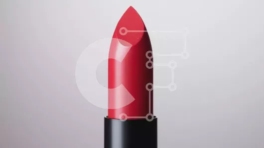 Intra Συλλεκτικό Ξύλινο Παζλ Plywood  4mm - Κοντινό πλάνο κόκκινο κραγιόν σε λευκό φόντο Σε Ξύλινο Κουτί - Διαστάσεις Puzzle: 10x10 cm – 25 κομμάτια