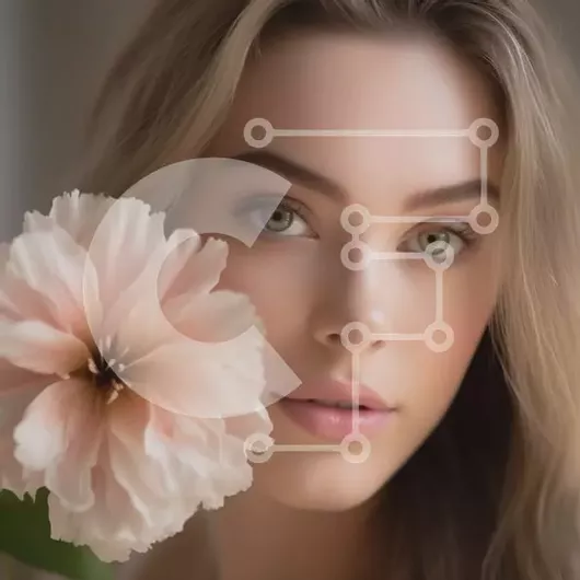 Intra Συλλεκτικό Ξύλινο Παζλ Plywood  4mm - Εκπληκτικό πορτρέτο μιας γυναίκας με μακριά ξανθά μαλλιά και μπλε μάτια Σε Ξύλινο Κουτί - Διαστάσεις: 10x10 cm – 25 κομμάτια