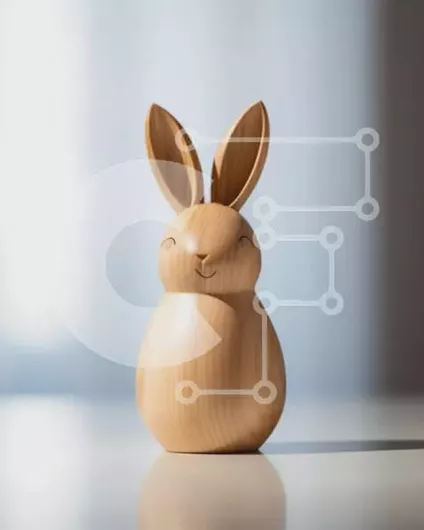 Intra Συλλεκτικό Ξύλινο Παζλ Plywood  4mm - Καλοσυντηρημένο ξύλινο ειδώλιο λαγουδάκι σε άδειο τραπέζι Σε Ξύλινο Κουτί - Διαστάσεις: 10x10 cm – 25 κομμάτια