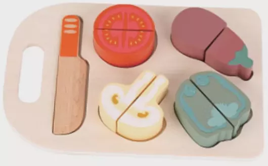 Παζλ Ξύλινο Φρούτα - Λαxανικά που Κόβονται Luna Toys 9τμx. 22x1,8x15εκ.