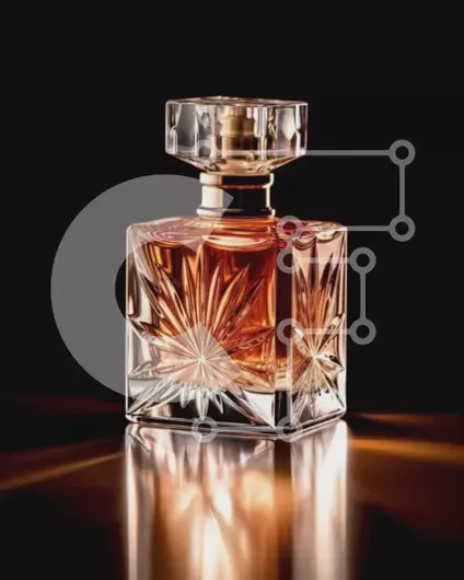 Intra Συλλεκτικό Ξύλινο Παζλ Plywood  4mm - Κομψό μπουκάλι αρώματος σε σκούρο φόντο Σε Ξύλινο Κουτί - Διαστάσεις Puzzle: 10x10 cm – 25 κομμάτια