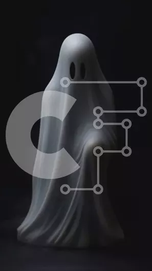 Intra Συλλεκτικό Ξύλινο Παζλ Plywood  4mm - Άγαλμα λευκό φάντασμα για διακοσμήσεις αποκριών Σε Ξύλινο Κουτί - Διαστάσεις Puzzle: 10x10 cm – 25 κομμάτια