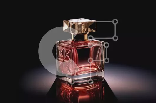 Intra Συλλεκτικό Ξύλινο Παζλ Plywood  4mm - Κόκκινο μπουκάλι αρώματος Chanel No. 5 με χρυσό καπάκι Σε Ξύλινο Κουτί - Διαστάσεις Puzzle: 10x10 cm – 25 κομμάτια