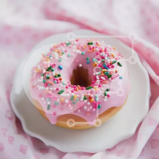 Intra Συλλεκτικό Ξύλινο Παζλ Plywood  4mm - Ροζ παγωμένο ντόνατ με ψεκασμούς Σε Ξύλινο Κουτί - Διαστάσεις: 10x10 cm – 25 κομμάτια