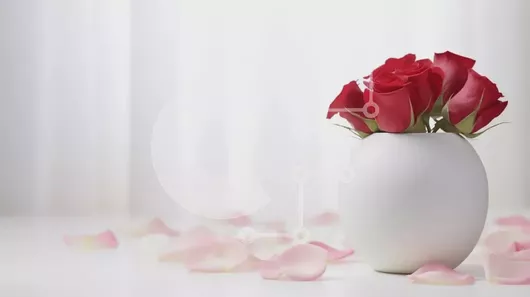 Intra Συλλεκτικό Ξύλινο Παζλ Plywood  4mm - Λευκό βάζο με κόκκινα τριαντάφυλλα και ροζ πέταλα Σε Ξύλινο Κουτί - Διαστάσεις Puzzle: 10x10 cm – 25 κομμάτια