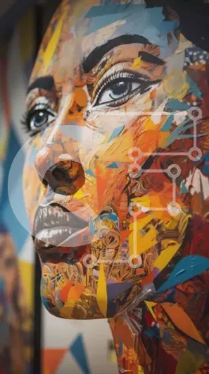 Intra Συλλεκτικό Ξύλινο Παζλ Plywood  4mm - Ζωγραφική με ζωγραφική προσώπου σε μια γυναίκα Σε Ξύλινο Κουτί - Διαστάσεις Puzzle: 10x10 cm – 25 κομμάτια