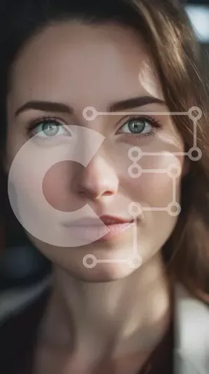 Intra Συλλεκτικό Ξύλινο Παζλ Plywood  4mm - Κοντινό πλάνο πορτρέτο μιας γυναίκας με πράσινα μάτια Σε Ξύλινο Κουτί - Διαστάσεις Puzzle: 10x10 cm – 25 κομμάτια