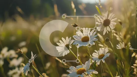 Intra Συλλεκτικό Ξύλινο Παζλ Plywood  4mm - Πεδίο με λευκές μαργαρίτες με ψηλό γρασίδι και δέντρα στο ηλιοβασίλεμα Σε Ξύλινο Κουτί - Διαστάσεις: 10x10 cm – 25 κομμάτια