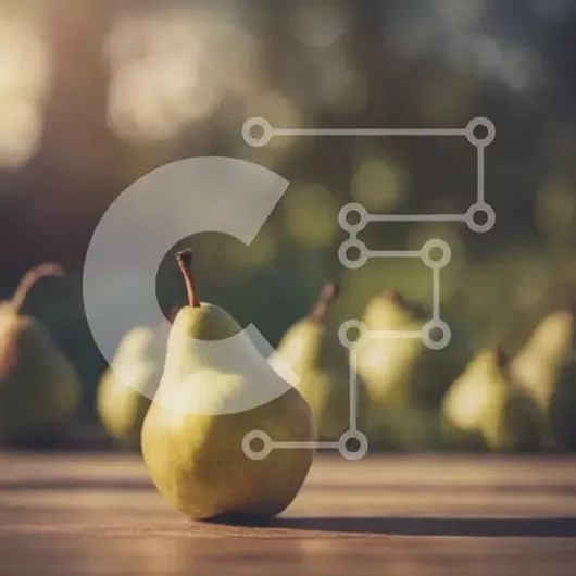 Intra Συλλεκτικό Ξύλινο Παζλ Plywood  4mm - Φρέσκα και ώριμα αχλάδια σε ένα ξύλινο τραπέζι με πράσινο φόντο Σε Ξύλινο Κουτί - Διαστάσεις: 10x10 cm – 25 κομμάτια