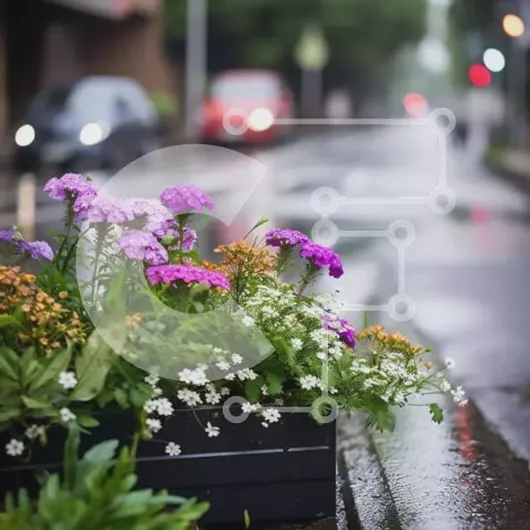 Intra Συλλεκτικό Ξύλινο Παζλ Plywood  4mm - Πολύχρωμο κουτί λουλουδιών στην άκρη του δρόμου Σε Ξύλινο Κουτί - Διαστάσεις: 10x10 cm – 25 κομμάτια