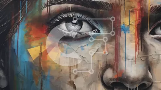 Intra Συλλεκτικό Ξύλινο Παζλ Plywood  4mm - Αφηρημένη ομορφιά: Γυναίκα με πολύχρωμες πιτσιλιές μπογιάς στο πρόσωπό της Σε Ξύλινο Κουτί - Διαστάσεις Puzzle: 10x10 cm – 25 κομμάτια