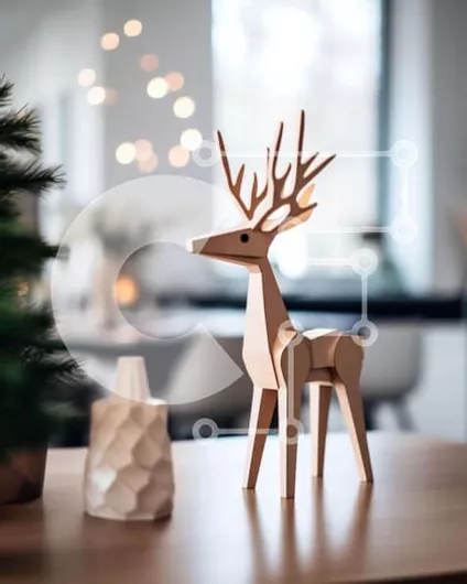 Intra Συλλεκτικό Ξύλινο Παζλ Plywood  4mm - Ξύλινο ειδώλιο ελαφιού στο τραπέζι στο σαλόνι Σε Ξύλινο Κουτί - Διαστάσεις Puzzle: 10x10 cm – 25 κομμάτια