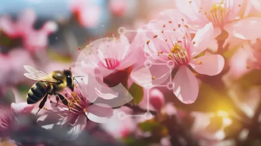 Intra Συλλεκτικό Ξύλινο Παζλ Plywood  4mm - Μέλισσες που επικονιάζουν ροζ άνθη Σε Ξύλινο Κουτί - Διαστάσεις: 10x10 cm – 25 κομμάτια