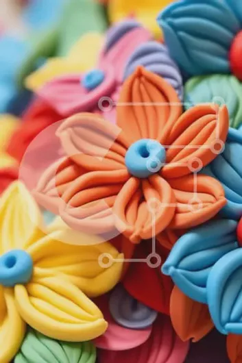 Intra Συλλεκτικό Ξύλινο Παζλ Plywood  4mm - Κοντινό πλάνο πολύχρωμα πλαστικά λουλούδια Σε Ξύλινο Κουτί - Διαστάσεις Puzzle: 10x10 cm – 25 κομμάτια