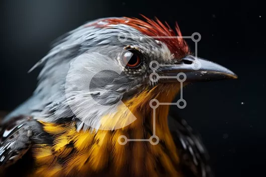 Intra Συλλεκτικό Ξύλινο Παζλ Plywood  4mm - Πολύχρωμο πουλί με κίτρινο ράμφος και κόκκινα φτερά Σε Ξύλινο Κουτί - Διαστάσεις: 10x10 cm – 25 κομμάτια