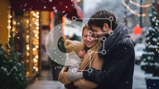 Intra Συλλεκτικό Ξύλινο Παζλ Plywood  4mm - Οικογένεια που απολαμβάνει την περίοδο των διακοπών στο χιόνι Σε Ξύλινο Κουτί - Διαστάσεις: 10x10 cm – 25 κομμάτια