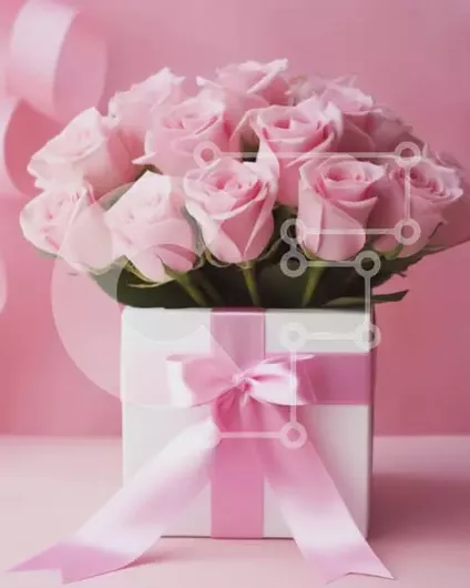 Intra Συλλεκτικό Ξύλινο Παζλ Plywood  4mm - Ροζ τριαντάφυλλα σε κουτί - Όμορφο δώρο για κάποιον ξεχωριστό Σε Ξύλινο Κουτί - Διαστάσεις Puzzle: 10x10 cm – 25 κομμάτια