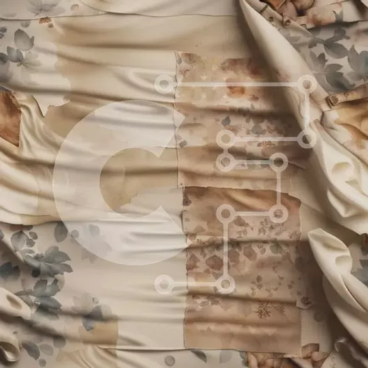 Intra Συλλεκτικό Ξύλινο Παζλ Plywood  4mm - Κομψό μπεζ και καφέ ύφασμα με μοτίβο με λουλούδια Σε Ξύλινο Κουτί - Διαστάσεις: 10x10 cm – 25 κομμάτια