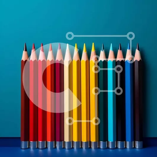 Intra Συλλεκτικό Ξύλινο Παζλ Plywood  4mm - Πολύχρωμα μολύβια σε μπλε φόντο Σε Ξύλινο Κουτί - Διαστάσεις: 10x10 cm – 25 κομμάτια