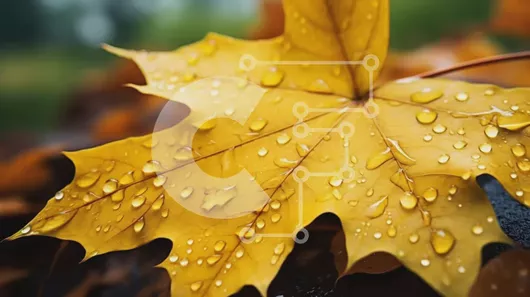 Intra Συλλεκτικό Ξύλινο Παζλ Plywood  4mm - Κίτρινο φύλλο με σταγονίδια νερού Σε Ξύλινο Κουτί - Διαστάσεις: 10x10 cm – 25 κομμάτια