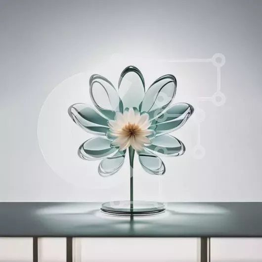 Intra Συλλεκτικό Ξύλινο Παζλ Plywood  4mm - Κομψό και μοντέρνο πράσινο γυάλινο βάζο με όμορφο λευκό λουλούδι κρίνου Σε Ξύλινο Κουτί - Διαστάσεις Puzzle: 10x10 cm – 25 κομμάτια