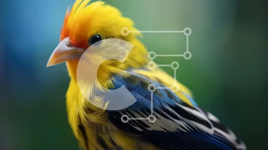 Intra Συλλεκτικό Ξύλινο Παζλ Plywood  4mm - Πολύχρωμο πουλί με κίτρινα φτερά και κόκκινο ράμφος Σε Ξύλινο Κουτί - Διαστάσεις: 10x10 cm – 25 κομμάτια