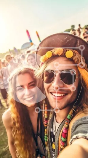 Intra Συλλεκτικό Ξύλινο Παζλ Plywood  4mm - Διασκεδαστική ομαδική selfie σε ένα πολύχρωμο μουσικό φεστιβάλ Σε Ξύλινο Κουτί - Διαστάσεις Puzzle: 10x10 cm – 25 κομμάτια