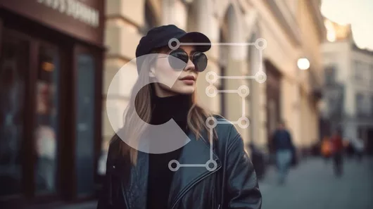 Intra Συλλεκτικό Ξύλινο Παζλ Plywood  4mm - Κομψή γυναίκα με δερμάτινο μπουφάν στο πεζοδρόμιο με τηλέφωνο Σε Ξύλινο Κουτί - Διαστάσεις Puzzle: 10x10 cm – 25 κομμάτια