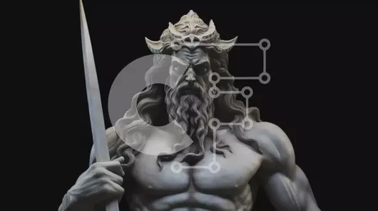 Intra Συλλεκτικό Ξύλινο Παζλ Plywood  4mm - Γλυπτό του μυθολογικού θεού που κρατά το δόρυ Σε Ξύλινο Κουτί - Διαστάσεις Puzzle: 10x10 cm – 25 κομμάτια