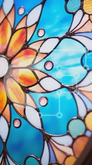 Intra Συλλεκτικό Ξύλινο Παζλ Plywood  4mm - Παράθυρο βιτρό με λουλουδάτο σχέδιο Σε Ξύλινο Κουτί - Διαστάσεις Puzzle: 10x10 cm – 25 κομμάτια