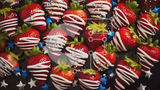 Intra Συλλεκτικό Ξύλινο Παζλ Plywood  4mm - Πατριωτικές κόκκινες, λευκές και μπλε παγωμένες φράουλες Σε Ξύλινο Κουτί - Διαστάσεις: 10x10 cm – 25 κομμάτια