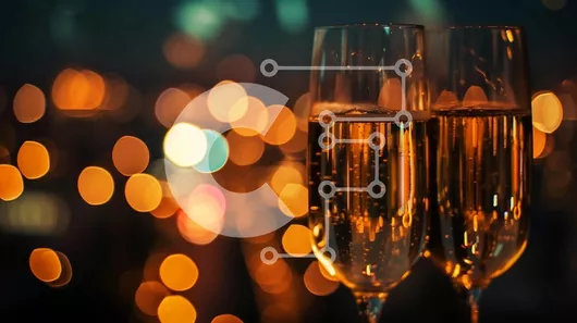 Intra Συλλεκτικό Ξύλινο Παζλ Plywood  4mm - Τοστ σαμπάνιας με αφρώδη οίνο και φόντο αστικό τοπίο Σε Ξύλινο Κουτί - Διαστάσεις Puzzle: 10x10 cm – 25 κομμάτια