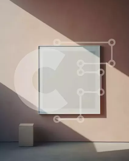 Intra Συλλεκτικό Ξύλινο Παζλ Plywood  4mm - Κενό λευκό πλαίσιο που κρέμεται σε ροζ τοίχο σε φωτεινό δωμάτιο Σε Ξύλινο Κουτί - Διαστάσεις Puzzle: 10x10 cm – 25 κομμάτια