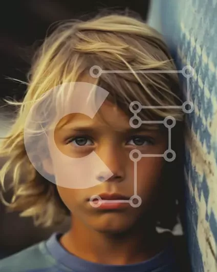 Intra Συλλεκτικό Ξύλινο Παζλ Plywood  4mm - Πορτρέτο ενός όμορφου νεαρού αγοριού με ξανθά μαλλιά και μπλε μάτια Σε Ξύλινο Κουτί - Διαστάσεις Puzzle: 10x10 cm – 25 κομμάτια