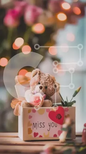 Intra Συλλεκτικό Ξύλινο Παζλ Plywood  4mm - Teddy Bear σε κουτί με τριαντάφυλλα και μήνυμα "Miss You". Σε Ξύλινο Κουτί - Διαστάσεις Puzzle: 10x10 cm – 25 κομμάτια