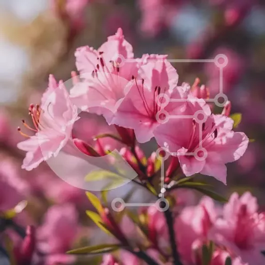 Intra Συλλεκτικό Ξύλινο Παζλ Plywood  4mm - Ανθισμένα ροζ λουλούδια σε κλαδί δέντρου με το φως του ήλιου Σε Ξύλινο Κουτί - Διαστάσεις: 10x10 cm – 25 κομμάτια