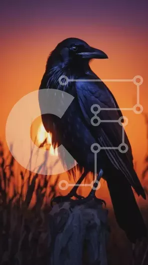 Intra Συλλεκτικό Ξύλινο Παζλ Plywood  4mm - Raven Silhouette Against Sunset Σε Ξύλινο Κουτί - Διαστάσεις: 10x10 cm – 25 κομμάτια