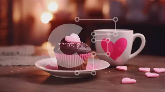 Intra Συλλεκτικό Ξύλινο Παζλ Plywood  4mm - Cupcake του Αγίου Βαλεντίνου με Ροζ Πασπαλίσματα σε σχήμα καρδιάς Σε Ξύλινο Κουτί - Διαστάσεις: 10x10 cm – 25 κομμάτια